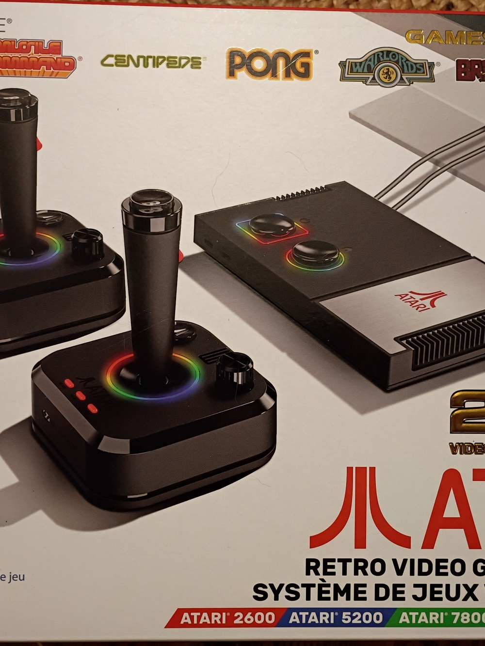 Retro Atari Video Game Console Bundle in Black with Multicolor LED Accents
